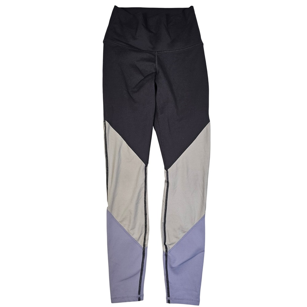 Fabletics Powerhold High Waisted Colorblock Leggings Black Grey Purple Women S